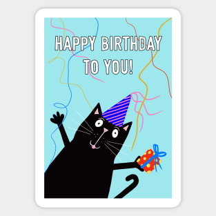 Black Cat Happy Birthday To You Sticker